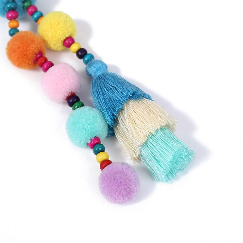 Boho Style Boho Style Hair Ball Tassel Keychain Colorful Boho Style Keyring Girls