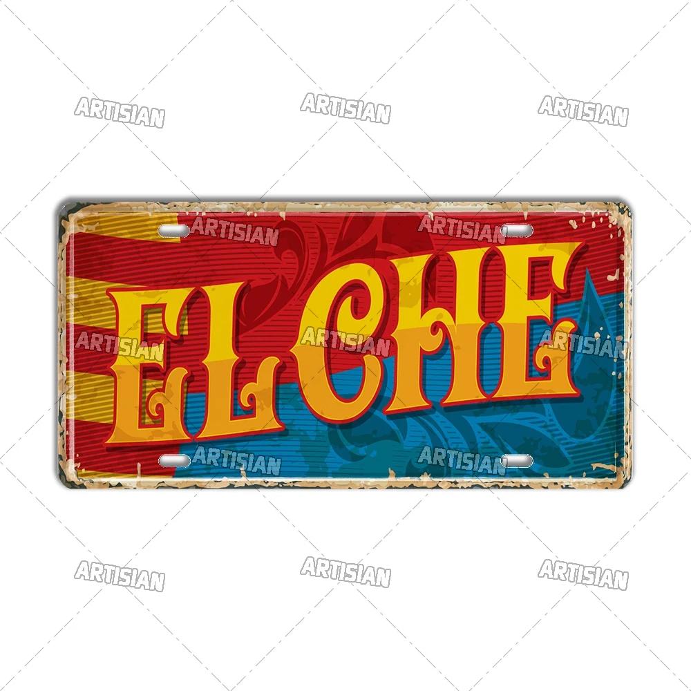 Artisan SPAIN License Plate Metal Sign City Landmark Wall Decor Decorative Vehicle Plate for Bar Pub Club Hotel Cafe Wall Art
