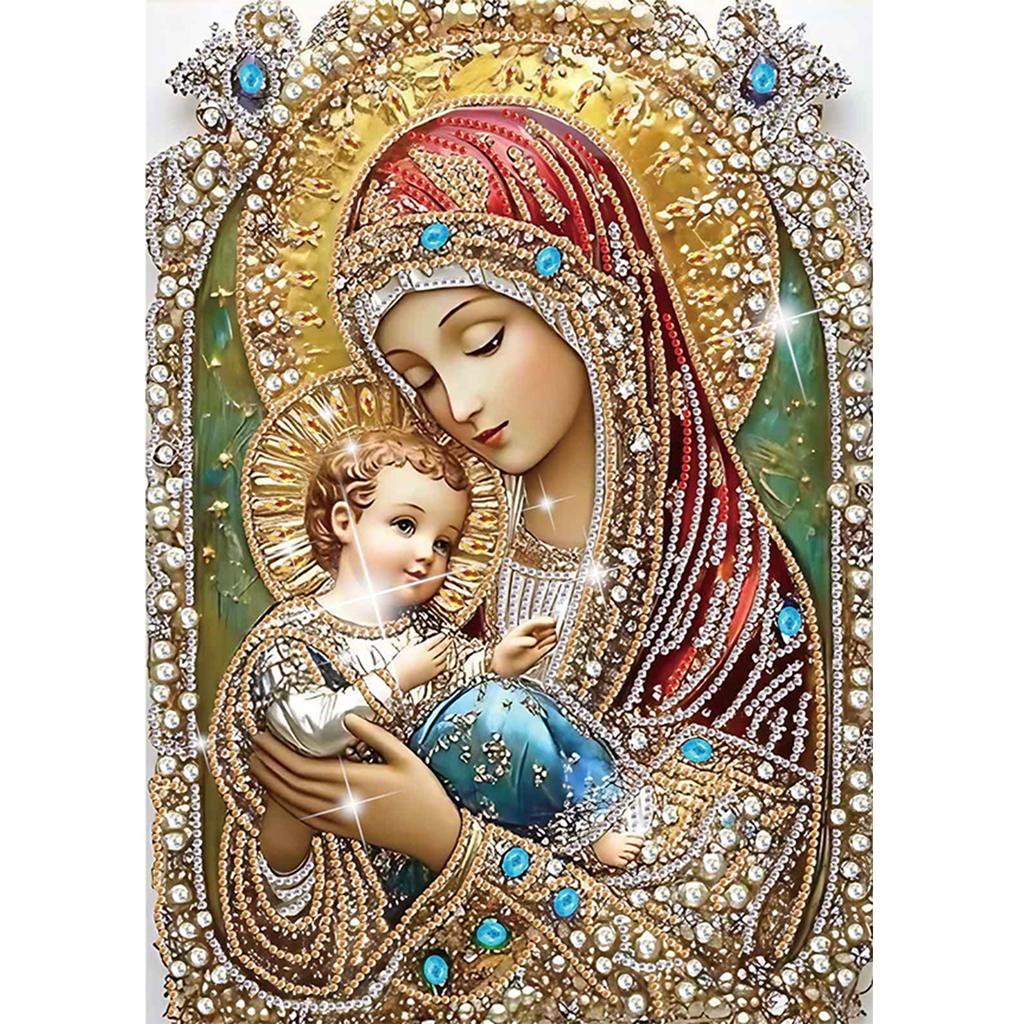 Virgin Mary Partial DIY 5D Special Shaped Drill Diamond Painting Kit for Adults/Beginners Gift Idea Home Decor 30x40cm