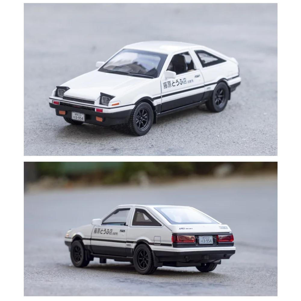 1/32 Toyota  AE86 Toy Car Diecast Miniature Model Pull Back Sound Light Doors Openable Educational Collection Gift Kids A151