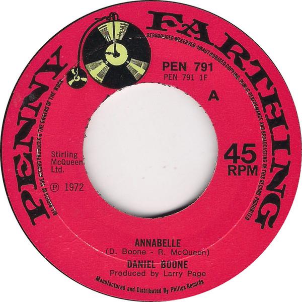 7-дюймовая пластинка DANIEL BOONE Annabelle PEN791 Penny Farthing 1972 UK Поп Б/у