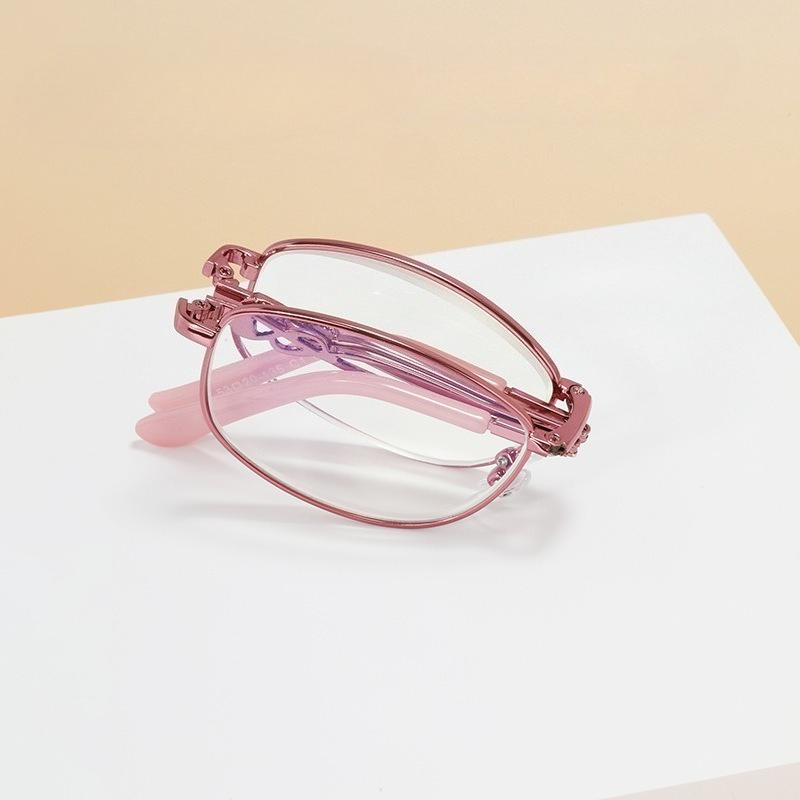 Foldable Reading Glasses High-Definition Anti Blue Light Glasses Women'S Portable Anti Fatigue Presbyopia Glasses