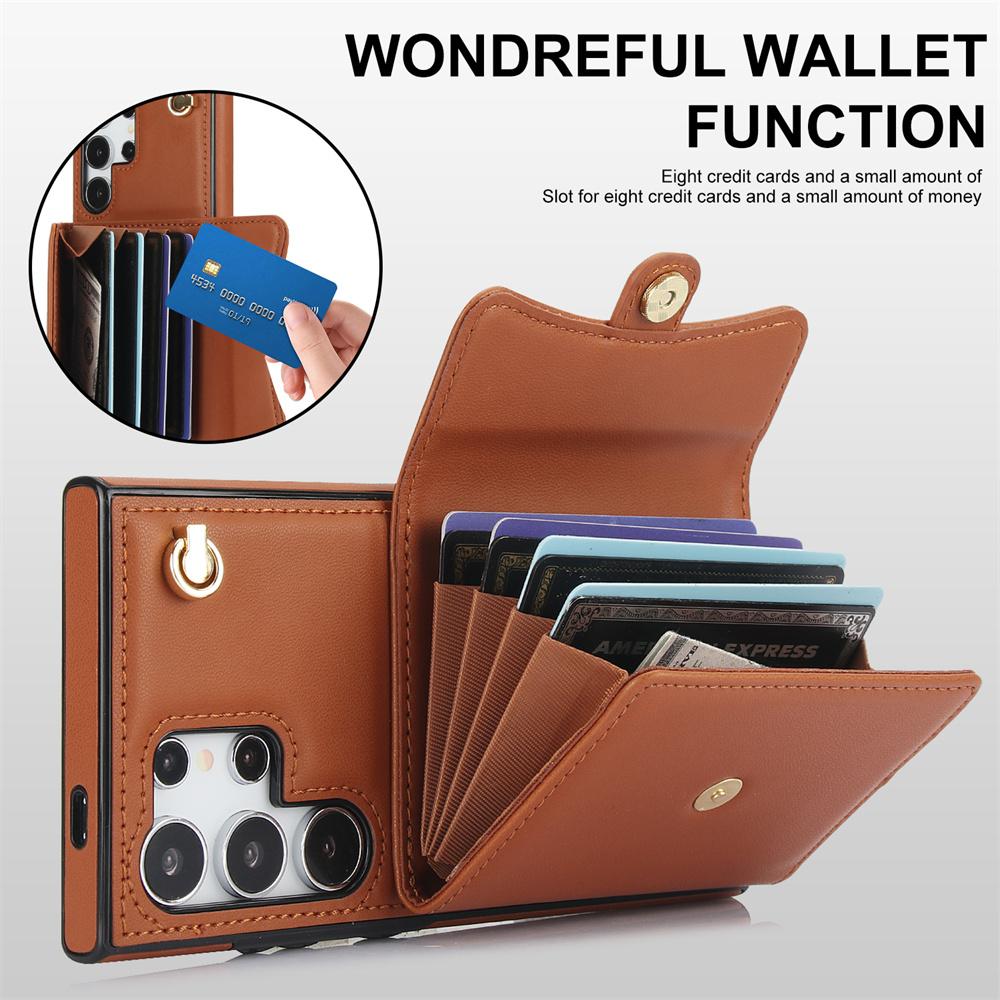 Strap Wallet Diagonal Phone Case Case For Samsung Galaxy S24 S23 S22 Plus Note 20 Ultra S21 Fe A13 A52 A53 A14 A54 Card Holder Leather Cover