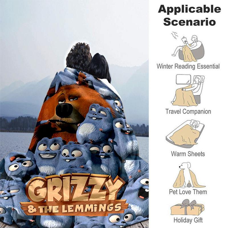 1 шт. Плед Grizzy & The Lemmings Мягкий и уютный плед для дивана, кровати, путешествий. B002