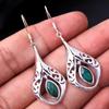 925 Sterling Silver Earring with Lab Created Emerald Gemstone Ae5225