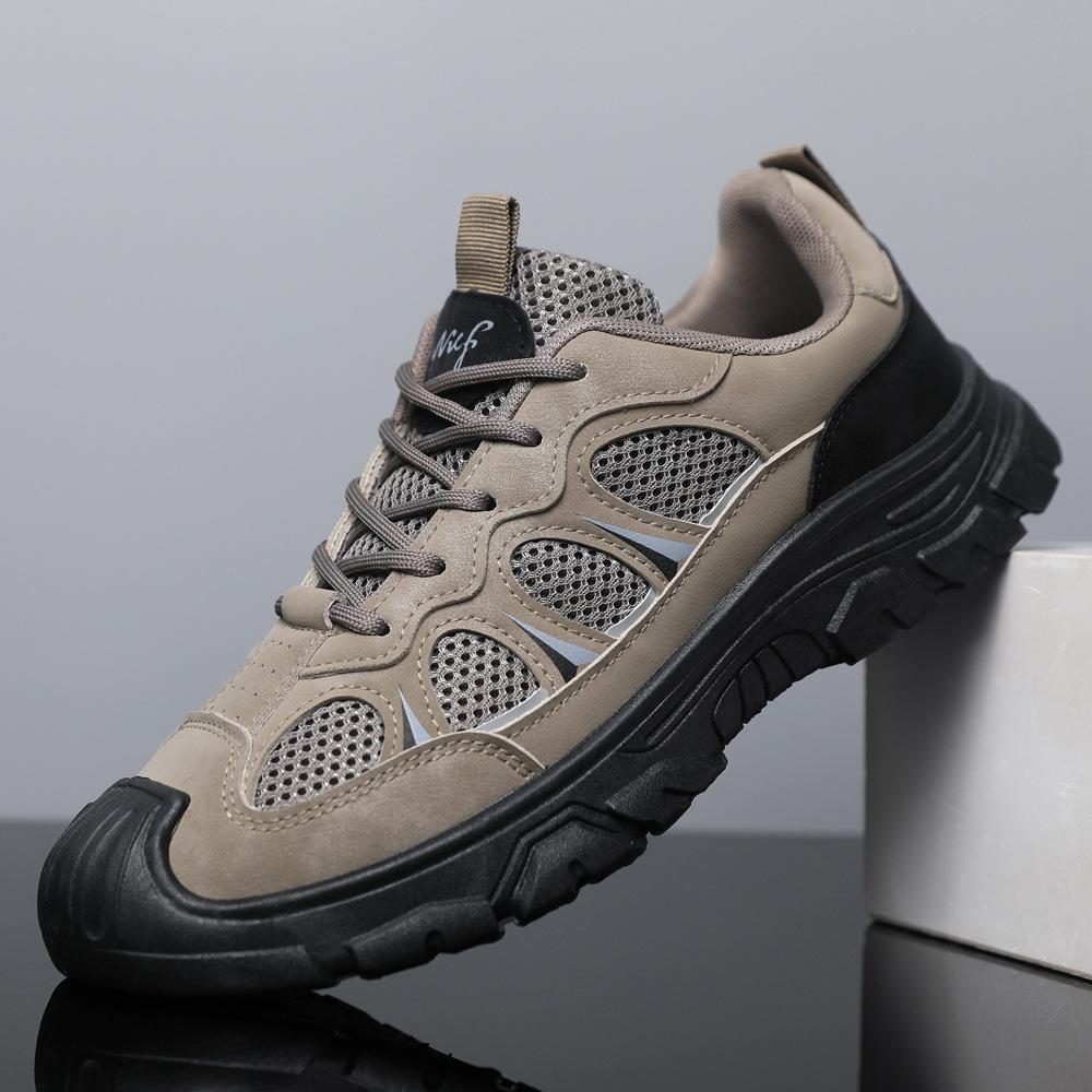 Men's Shoes New Casual Sports Shoes Thick Bottom Hollow Breathable Outdoor Work Shoes Hiking Shoes