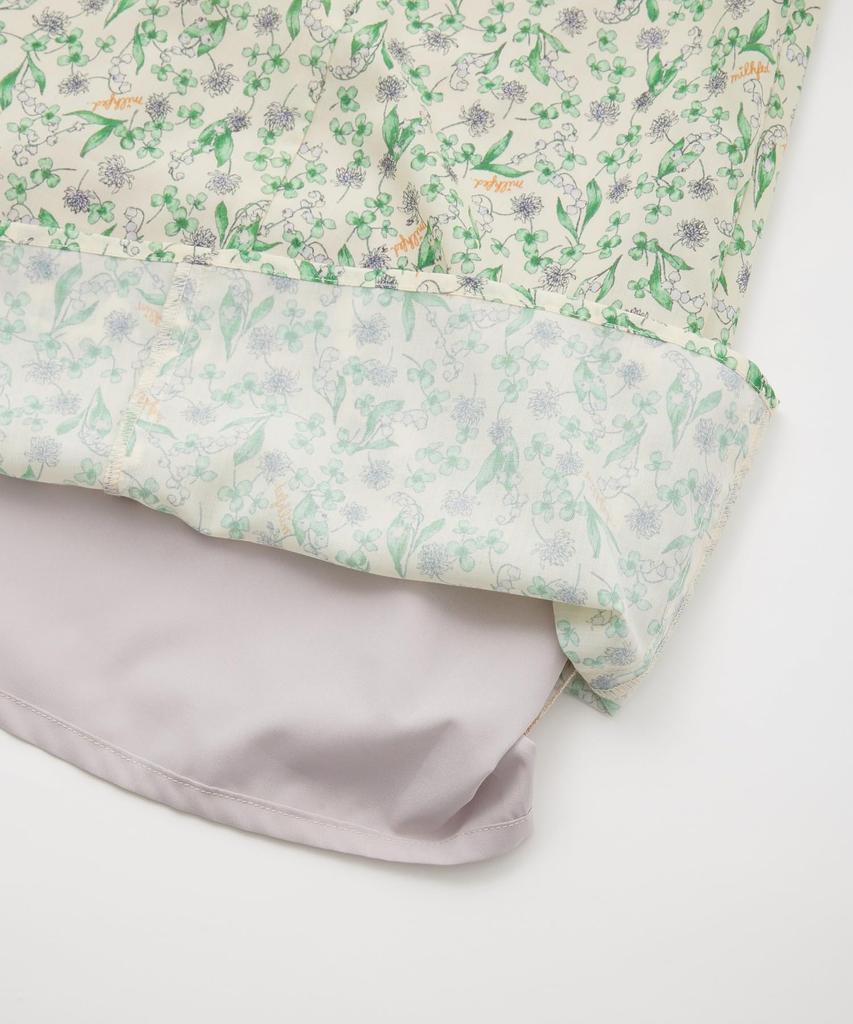 Milkfed Floral Print Ruffle Sleeve Casual Off White Women's Dress,