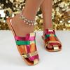 Women Slippers New Colorful Woven Flat Sandals Summer Flats Sandals Fashion Casual Beach Slippers Slides Women Zapatos De Mujer