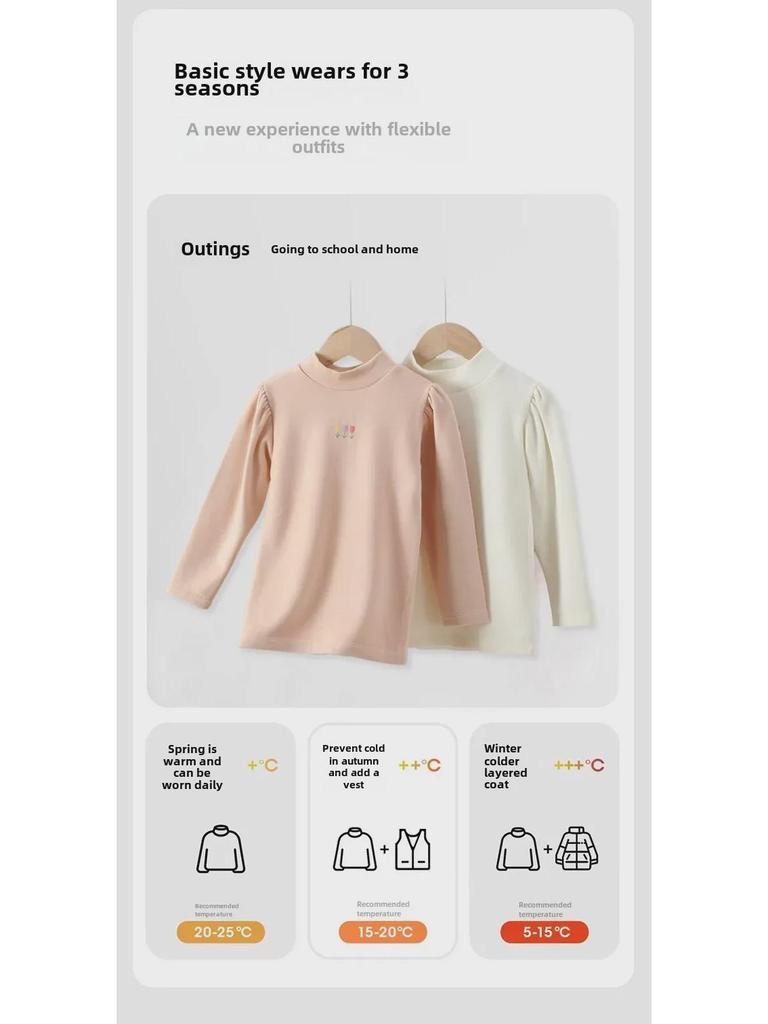 Girls' Thermal Turtleneck Fleece Shirt for Autumn & Winter - New Design