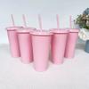5pcs 710ml 24oz Transparent Reusable Tumblers with Black Lids and Straws Iced Coffee Water Bottle Cold Smoothie Cups