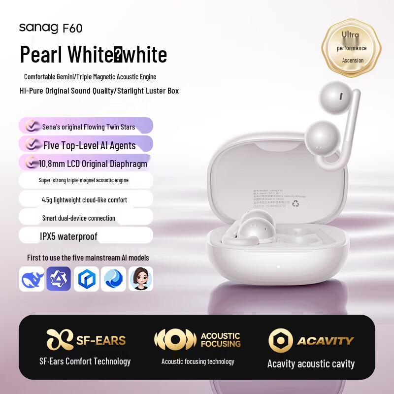 SANAG F60 AI Ear Clip Wireless Open-Ear Headphones
