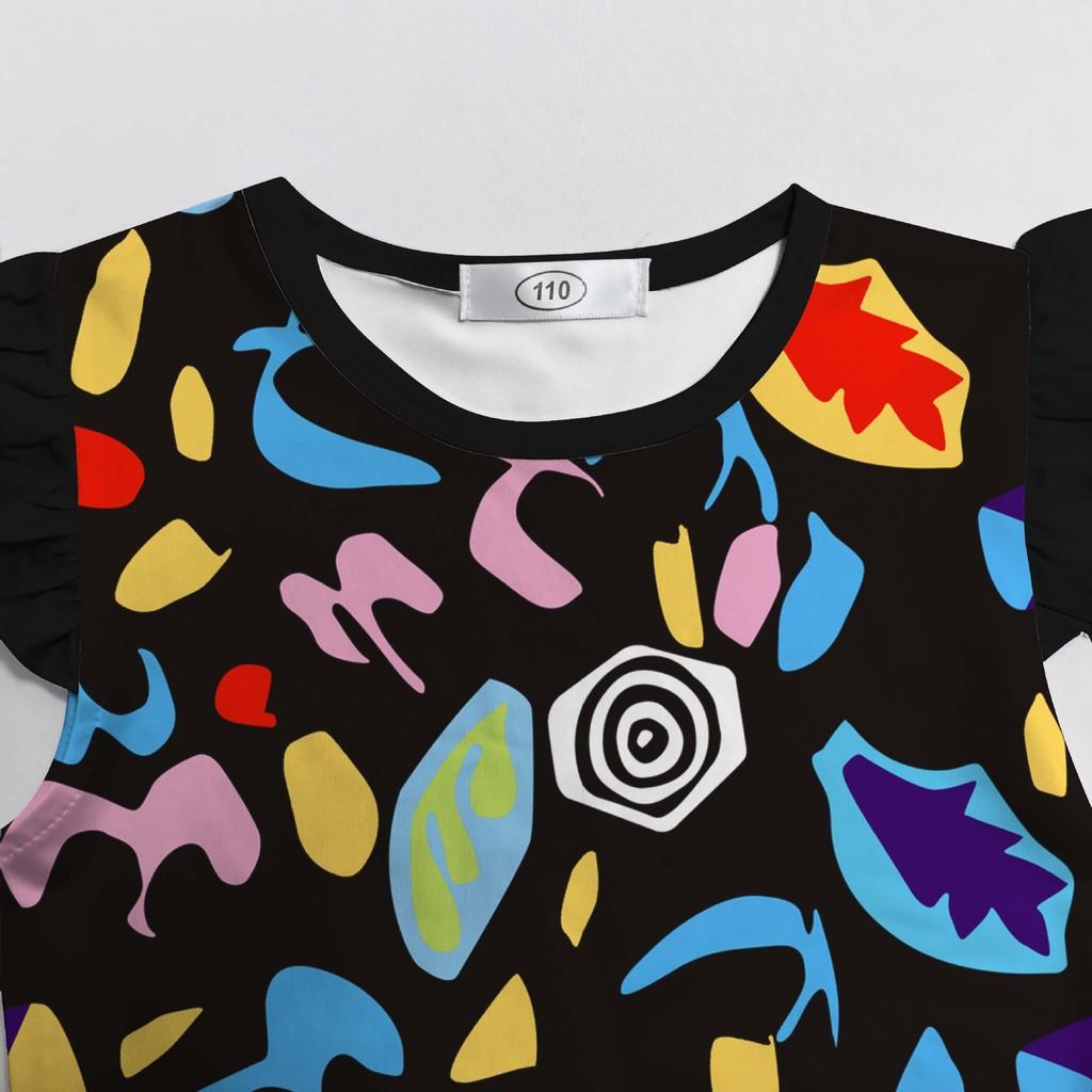 Детское платье для девочек с мультяшным принтом 'Очень странные дела', с оборками на рукавах, повседневное