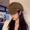 Новая шляпа для женщин, открывающая лицо, маленькая черная восьмиугольная шляпа в корейском стиле, универсальная шляпа художника на осень и зиму, берет с козырьком, тренд