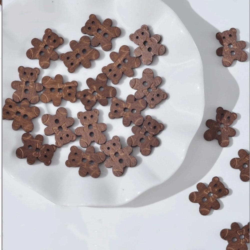 20 pcs Wooden Cat Shape Buttons 2 Holes Sewing Buttons Vintage Fish Buttons  Bags Hats