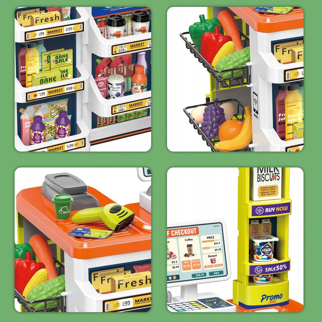 [10] Supermarket Store Shopping Basket + Accessories 60 pcs Z3140