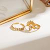 3pcs Fashion Ribbed Sun Geometry Ring 18K Gold Color Plated Stackable Ring Finger Ring Set  Weeding