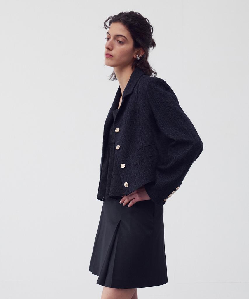 Re Rhee Wool-Blend Tweed Jacket Midnight Navy
