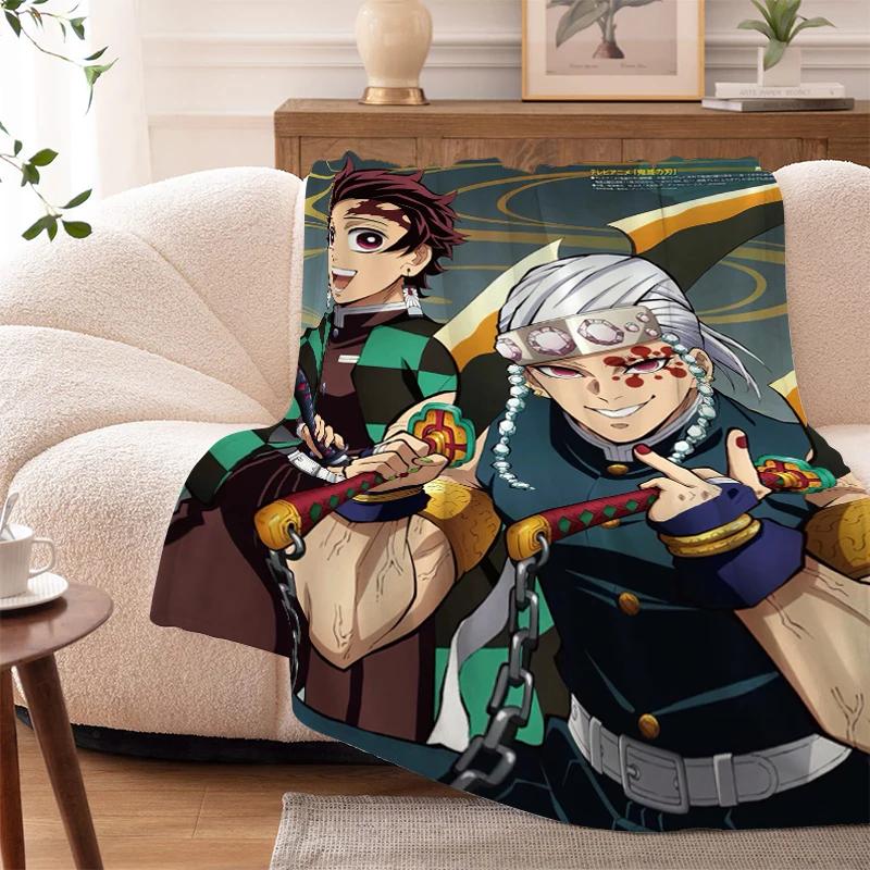 Пледы для дивана на зиму Аниме D-Demons Slayer Теплый на колени Кровать Флис Кемпинг Пушистые Мягкие Пледы Микрофибра Постельное белье Кинг-сайз