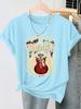 Rock N Roll Guitar Retro Printed Summer New Style Women's Round Neck Daily Commuter T-shirt Playful Age Reducing Top