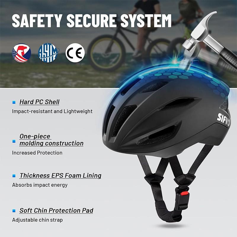 SIFVO Glow-in-the-Dark Cycling Helmet Road Bike Lightweight Adjustable Magnetic Buckle Half