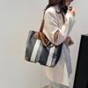 Сумка-тоут большой вместимости, женская студенческая сумка-коммутер из парусины, на плечо, в иностранном стиле, полосатая, контрастного цвета, женская повседневная сумка-тоут