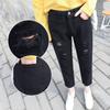 White Broken Hole Jeans Female High-waisted Spring Thin Section of The New Loose Straight Nine Points Beggar Trousers
