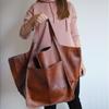 Ayollar uchun vintage yumshoq PU teri tote sumka Yangi katta sig'imli yelkadan osiladigan sumka Hashamatli tutqichli sumkalar Qo'shma hobo sumkalar Hamyon