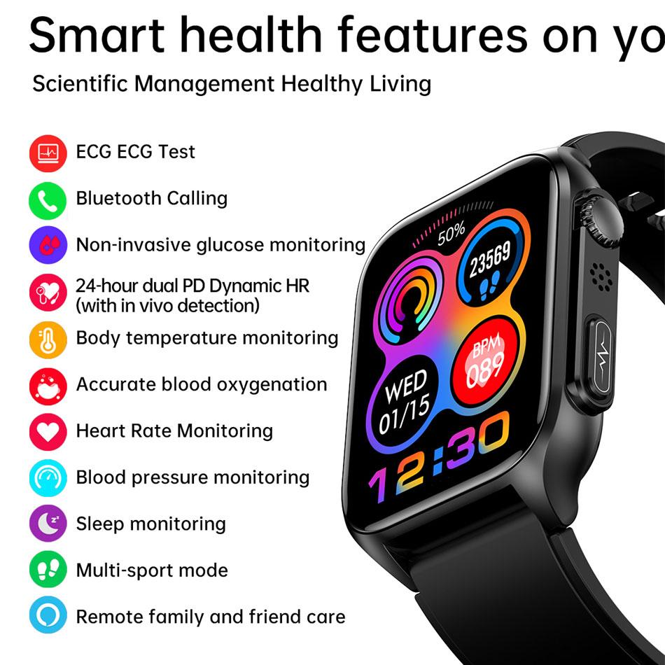 2024 Новый Bluetooth Звонок Мониторинг Сна ЭКГ+ПГГ Смарт-Часы Мужчины Частота Пульса Артериальное Давление Кислород Температура Тела IP67 Смарт-Часы