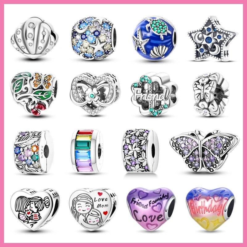 Новый Стерлингового Серебра 925 Galaxy Star Clorful Циркон Клип Подвески из бисера подходят Оригинальные Новые Подвески Браслет Для Женщин DIY Ювелирные Изделия