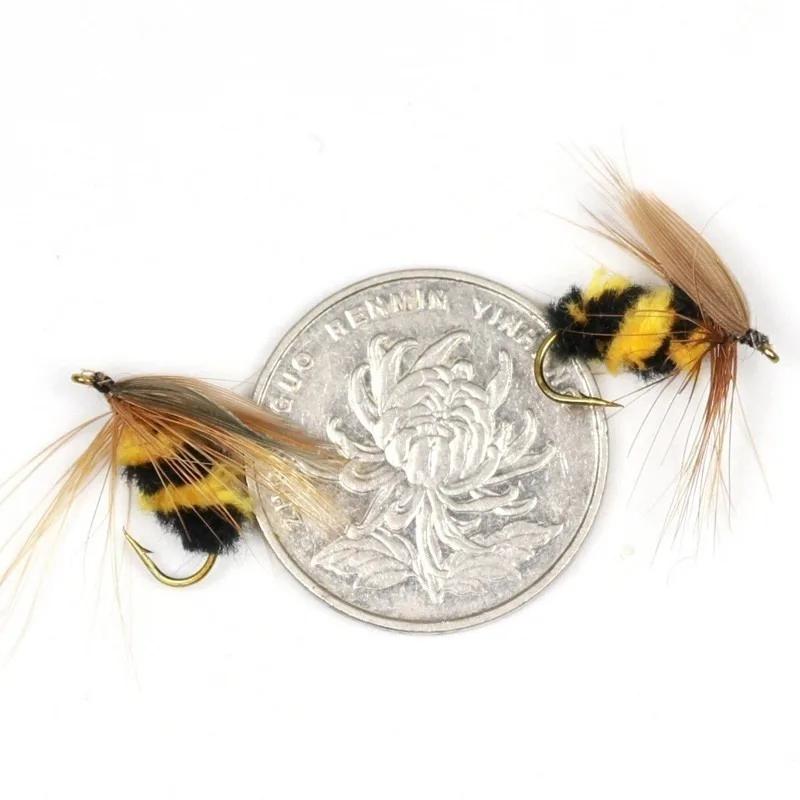 5pcs Simulation Bee Hook Fly Bait Meal Baitiao Makouluya Bait Water Floating Fly Hook