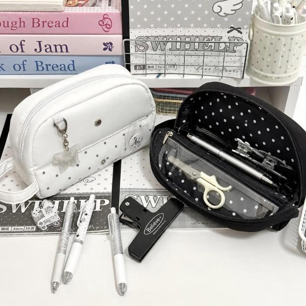 Multi-compartment Pen Bag Handheld Pencil Pouch Durable Stationery Bag Gift