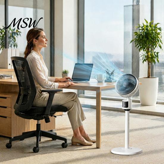 Stable Floor Fan Mini Fan, Portable USB Air Circulation for Home Office, 3 Strong Airflow Speed Quiet Stand with 5m Airflow, Wide Angle Oscillating