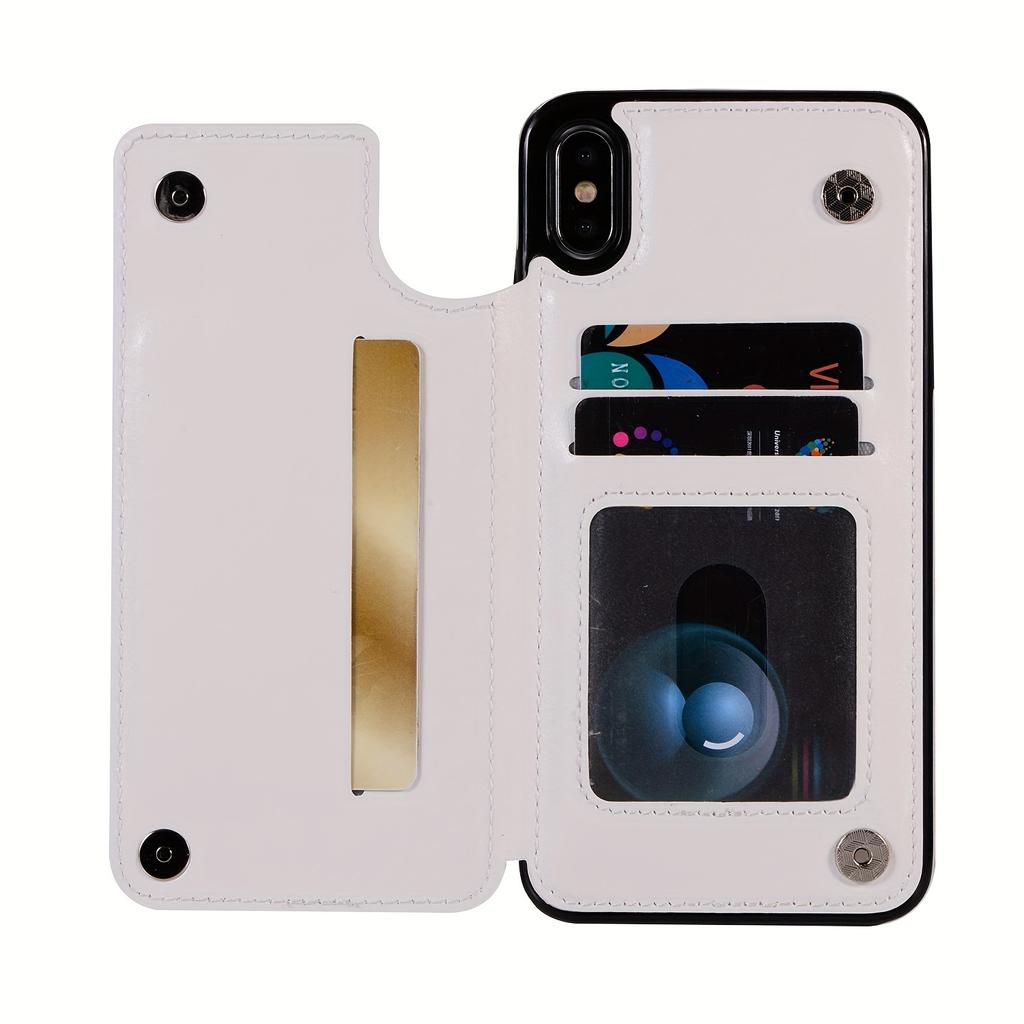 Чехол для телефона-кошелька с держателем для карт, чехол с подставкой для карт из искусственной кожи, двойной магнитной застежкой и прочным противоударным чехлом, для IPhone