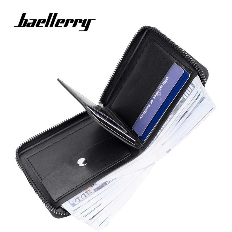 Baellerry RFID-защитный держатель для карт для мужчин, модные кошельки на молнии, сумки для денег из искусственной кожи, кошелек для монет