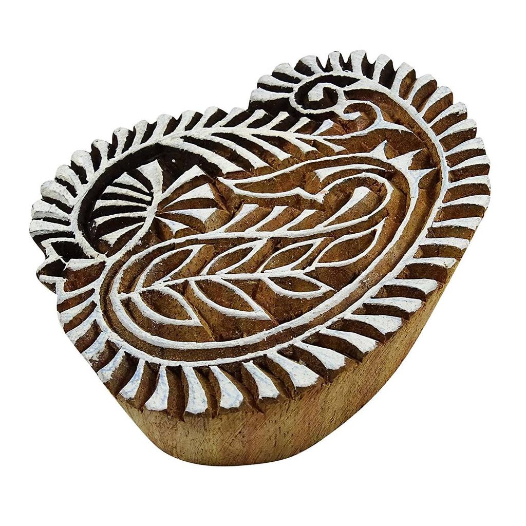 Деревянный узор Пейсли Декоративный текстильный блок ручной работы Деревянный штамп