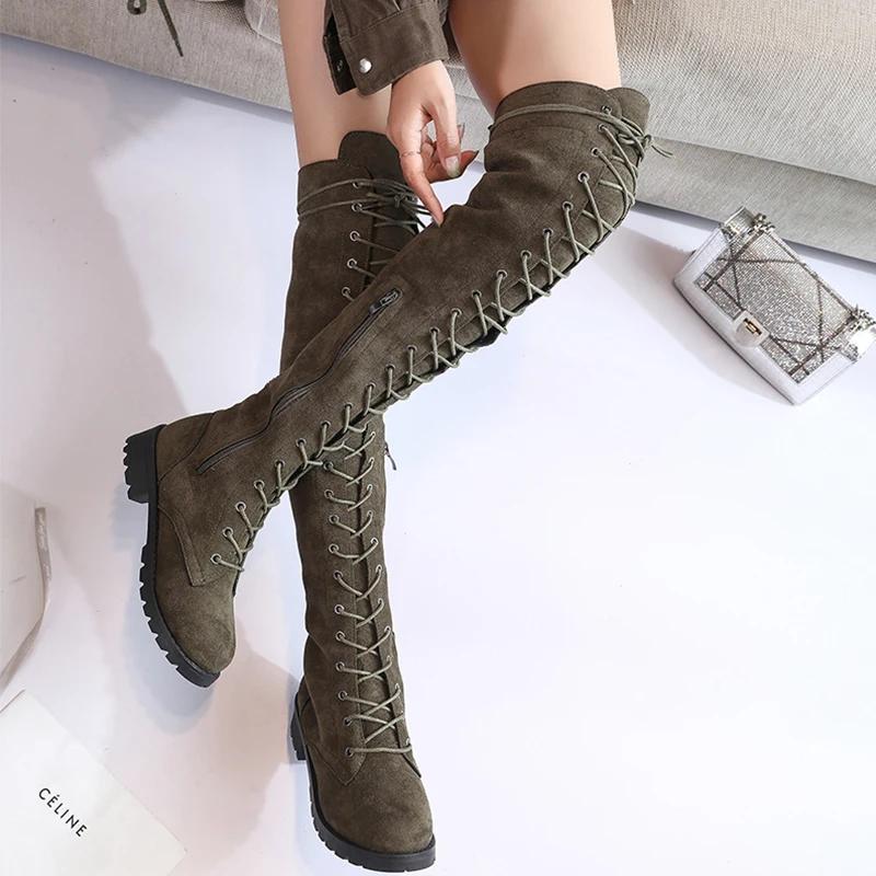 Sexy Lace Up Over The Knee Boots Women 2025 Autumn Winter Flat Heels Platform Gothic Shoes Female Long Thigh High Boots Fashion