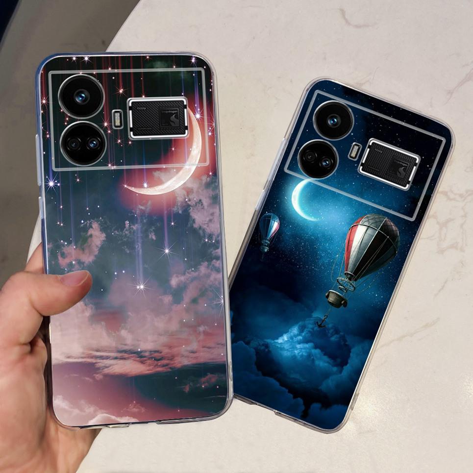 For Realme GT5 Case Clear Silicone Soft TPU Cover For OPPO Realme GT 5 RealmeGT5 Cases Flower Marble Jelly Bumper Coques