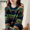 Women's Fashion Casual Fall Winter Colour Block Print Long Sleeve O-Neck Sweaters