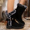 Fashion Women Mid-Calf Boots Outdoor Luxury Ankle Boots Round Toe Wedges Slip On Shoes Female Fashion Comfortable Warm Snow Boots Women