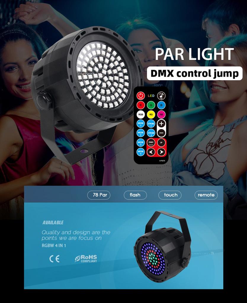 78 Led Stage Lights DMX Control RGB Par Disco Strobe Lights DJ Sound Party Lights Effect Lighting Party Holiday Pub Wedding Show