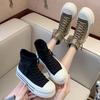 High-Top Sock-like Shoes Women's Autumn New Elastic Flyknit Socks Shoes Dissolved Platform Knitted Ankle Boots