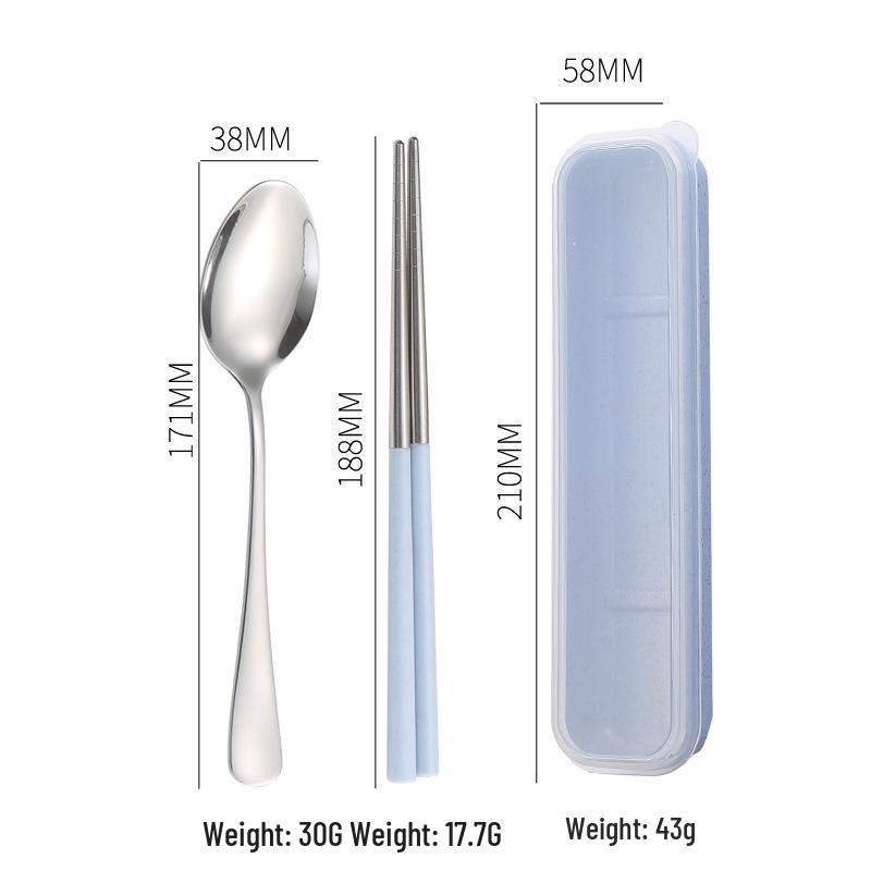 Stainless Steel Travel Cutlery Set: Fork, Spoon, Chopsticks with Portable Storage Box