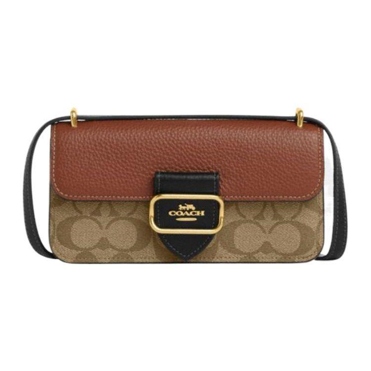 COACH Morgan Cow Leather With Artificial Leather Shoulder Bag, Crossbody Bag Small Womens Khaki Red Brown Black