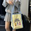 Lightweight Cartoon Shopping Bag Casual Embroidery Basket Bag Tote Bag Bunny Shoulder Bag  Unisex
