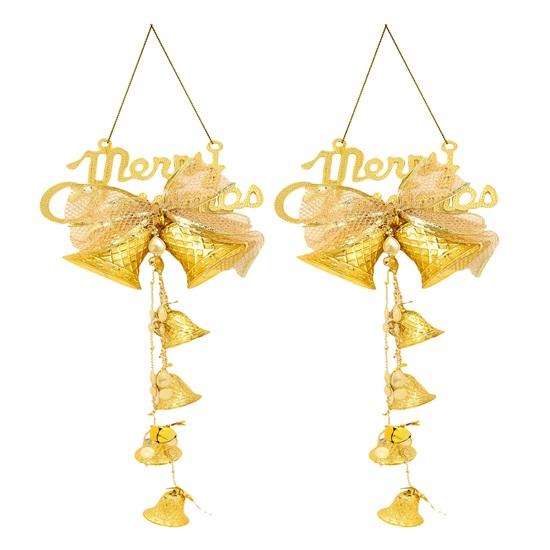 Упаковка из 2 колокольчиков для рождественской елки, настенные, декоративные, для входной двери