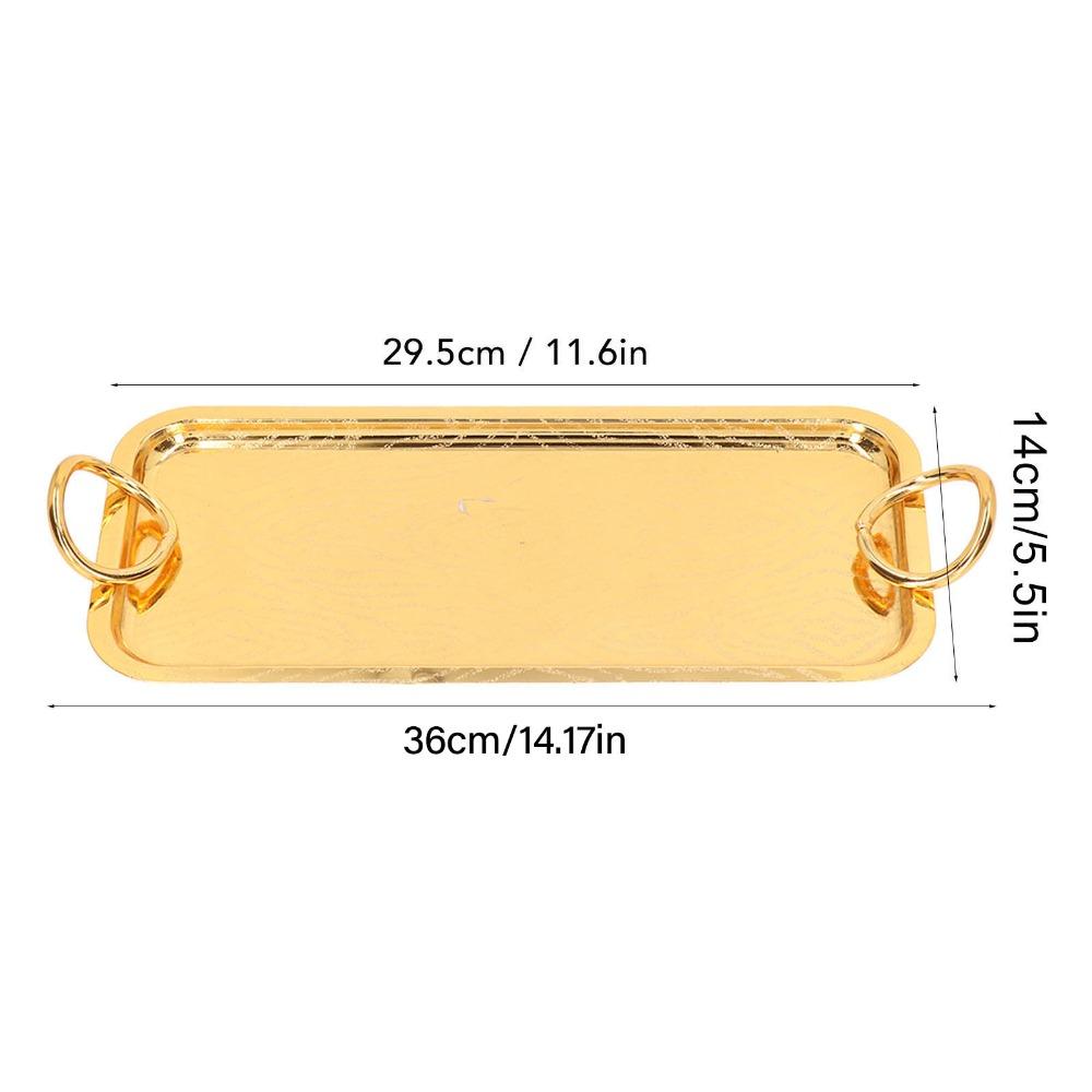 Circle Handle Rectangular Serving Tray Rectangular Stainless Steel Teacup Tray  BBQ Dessert