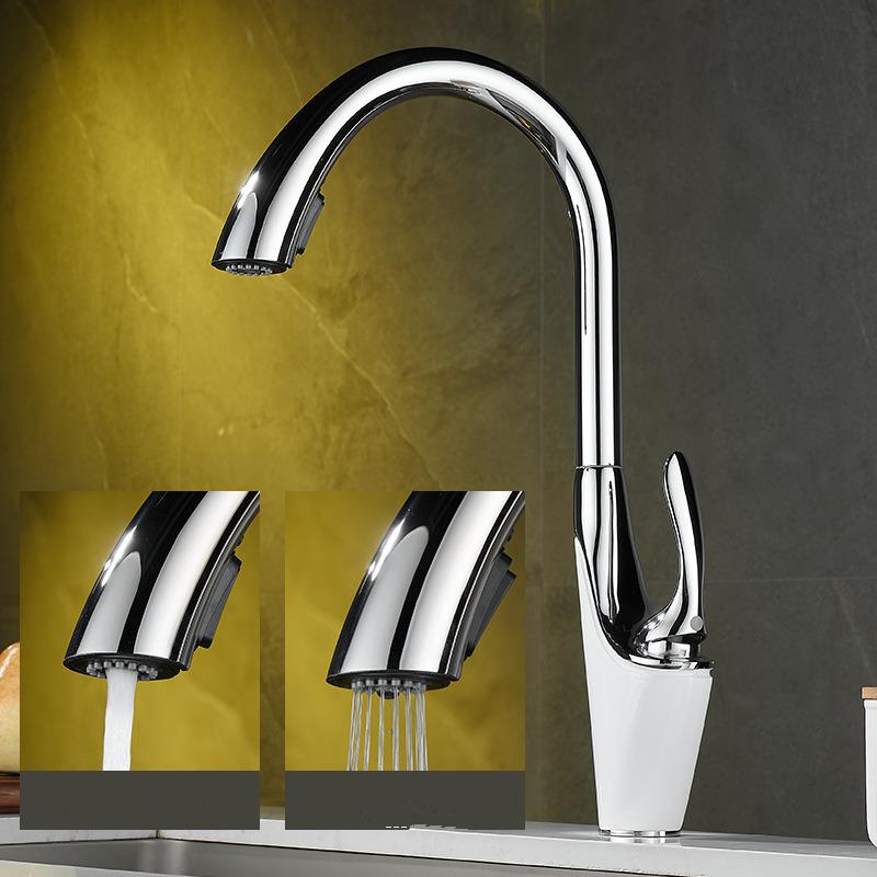 Tuqiu выдвижной кухонный кран с одной ручкой, серебристый, черный, кухонный кран для мойки, латунный вращающийся смеситель для воды, смеситель