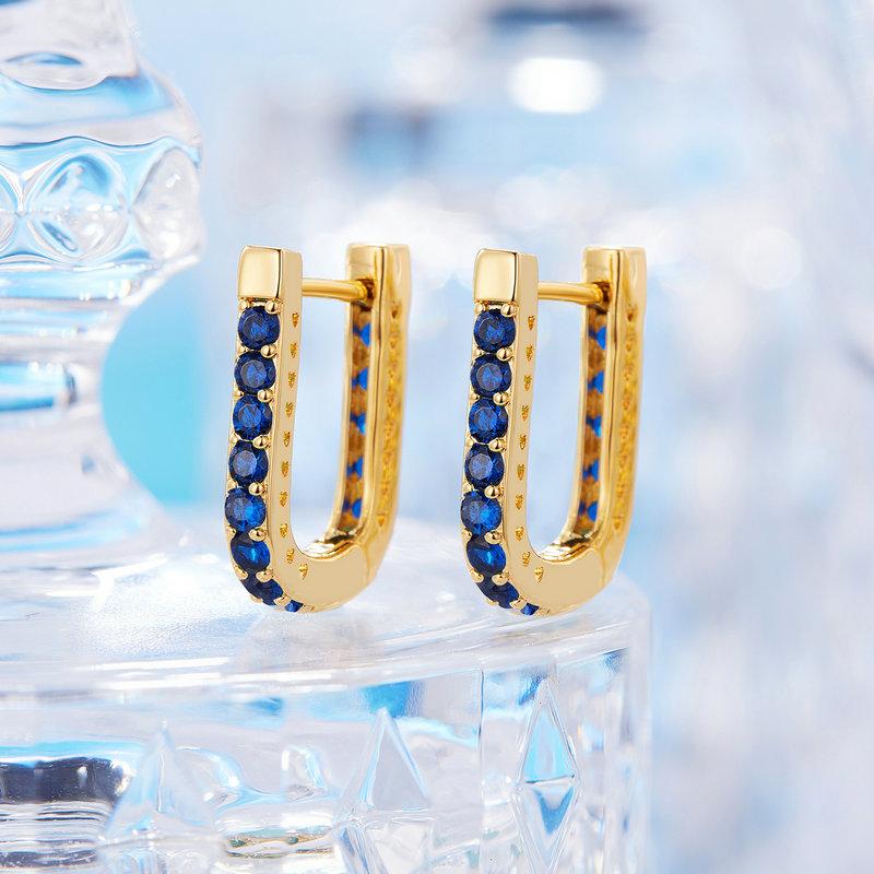 BAMOER 925 Sterling Silver Classic U-shaped Ear Buckles Earrings for Female Shining Zircon Earrings Fine Jewelry Gift