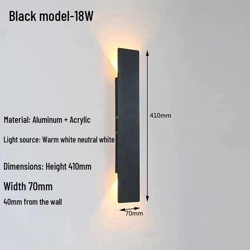 Outdoor Waterproof LED Up/Down Wall Light - Modern Minimalist for Courtyard, Hallway, Stairs, or Pillar