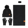 Knitted Hat Scarf Gloves Three Piece Set Winter Outdoor Velvet Warm Ear Protection Knitted Hat